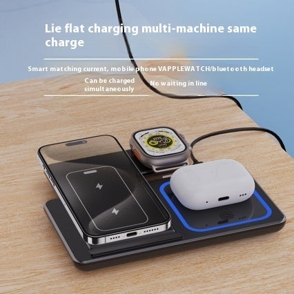15W 3 In 1 LED Fast Wireless Charger Stand Foldable Charging Station For Smart Phones